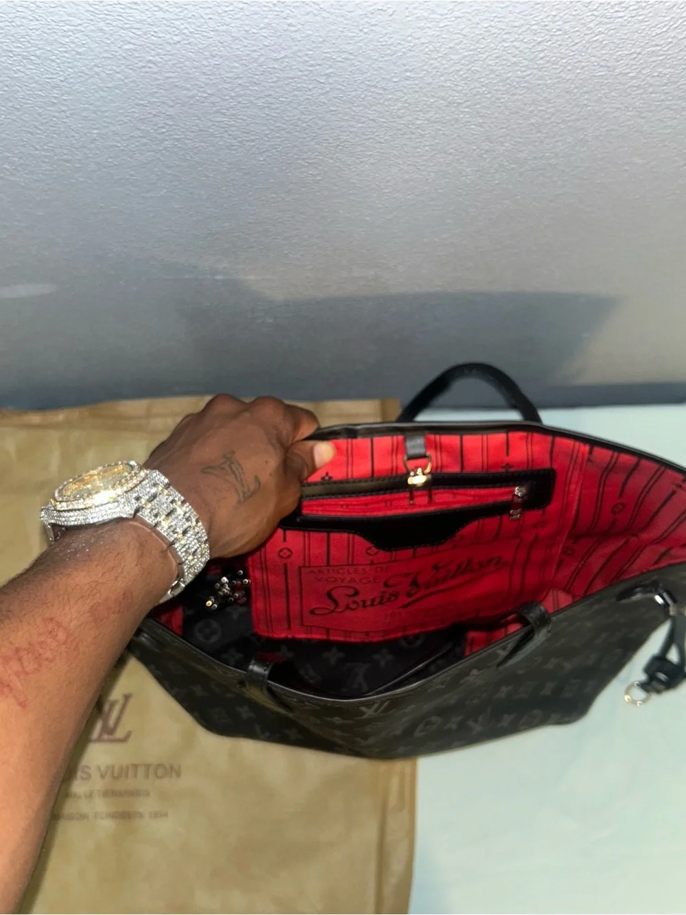 Authentic Louis Vuitton Black Monogram Tote Bag
